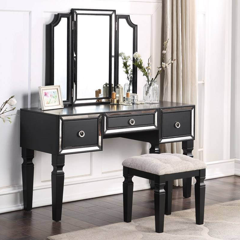 F4219 VANITY SET W/ STOOL /BLACK