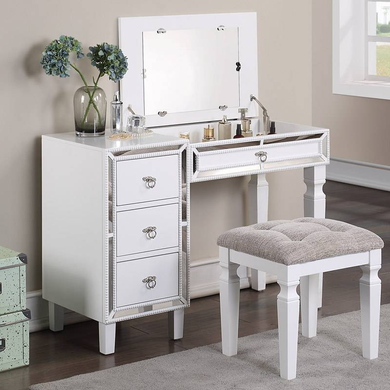 F4203 VANITY SET W/ STOOL /WHITE