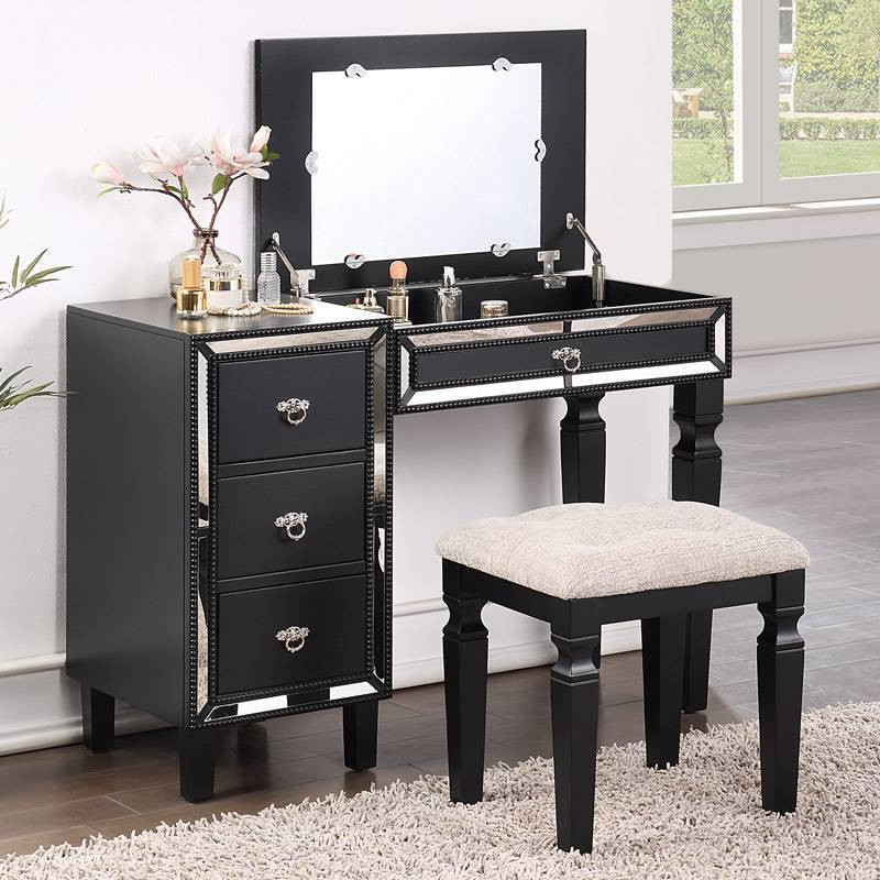 F4201 VANITY SET W/ STOOL /BLACK