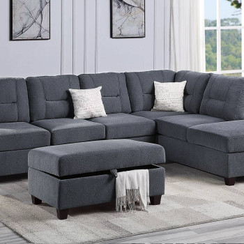 F8860 3-PC SECTIONAL SET Charcoal Chenille
