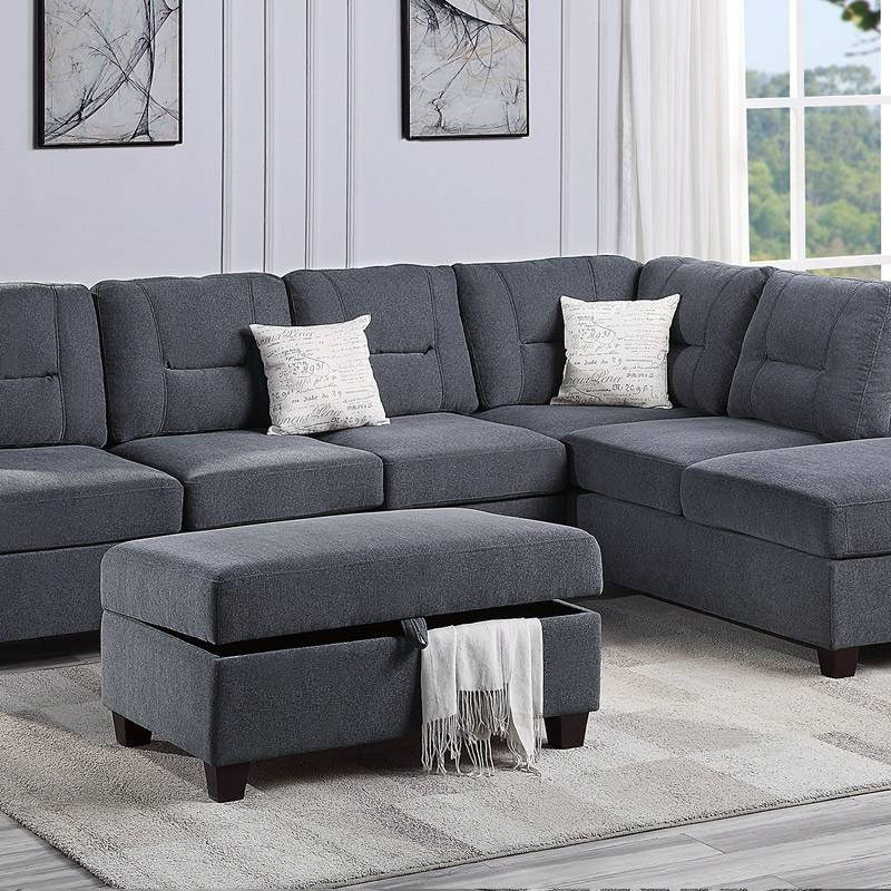 F8860 3-PC SECTIONAL SET Charcoal Chenille