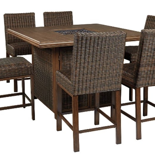 P750-665-5PC Paradise Trail Outdoor Counter Height Dining Table with 4 Barstools