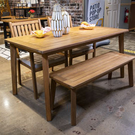 P407 4PC SETS Janiyah Rectangular Dining Table + Bench + 2 Arm Chair