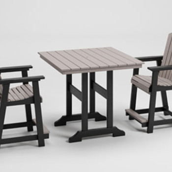 P211-632 Fairen Trail Square Counter TBL w/UMB OPT + 2 Barstool