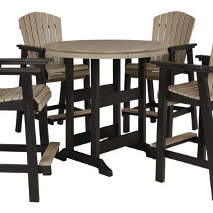 P211-613-130(4) 5PC SETS Fairen Trail Round Bar Table w/UMB OPT + 4 Barstool