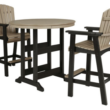 P211-613-130(2) 3PC SETS Fairen Trail Round Bar Table w/UMB OPT + 2 Barstool