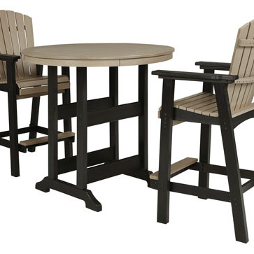 P211-613-130(2) 3PC SETS Fairen Trail Round Bar Table w/UMB OPT + 2 Barstool