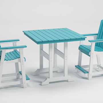 P208-632-124(2) 3PC SETS Eisely Square Counter TBL w/UMB OPT + 2 Barstool