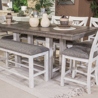 D784 6PC SETSS RECT DRM Counter EXT Table + 4 Barstool + Bench