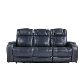 9640BU-3PWH Power Double Reclining Sofa with Power Headrests and Storage Arms