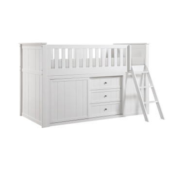 B2053LLW-1*BC2DR Low Loft Bunk with Bookcase and 2 Dressers
