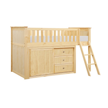B2043LL-1*BCDR Low Loft Bunk with Bookcase and Dresser