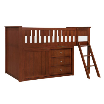 B2013LLDC-1*BCDR Low Loft Bunk with Bookcase and Dresser