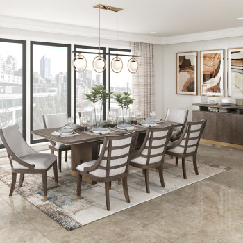 5933-96*9A 9PC SETS Dining Table + 8 Arm Chairs