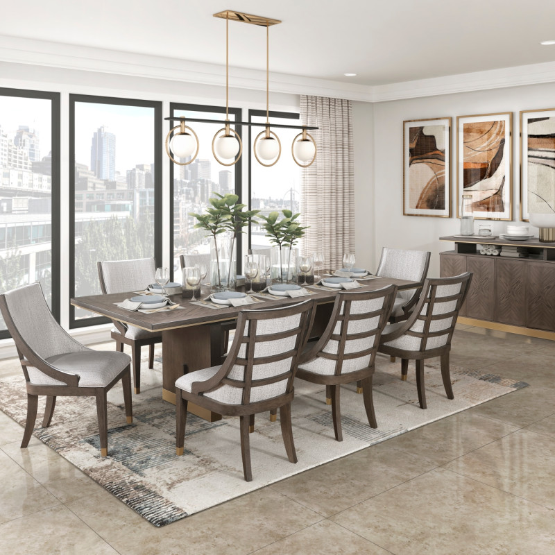 5933-96*9A 9PC SETS Dining Table + 8 Arm Chairs