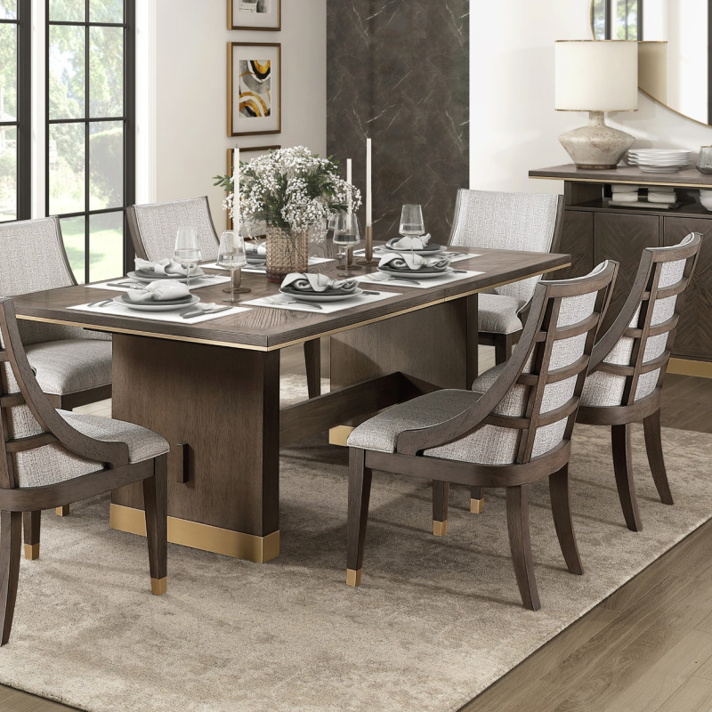 5933-96*7A 7PC SETS Dining Table + 6 Arm Chairs