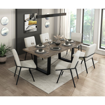 5939-82*7 7PC SETS Dining Table + 6 Side Chairs