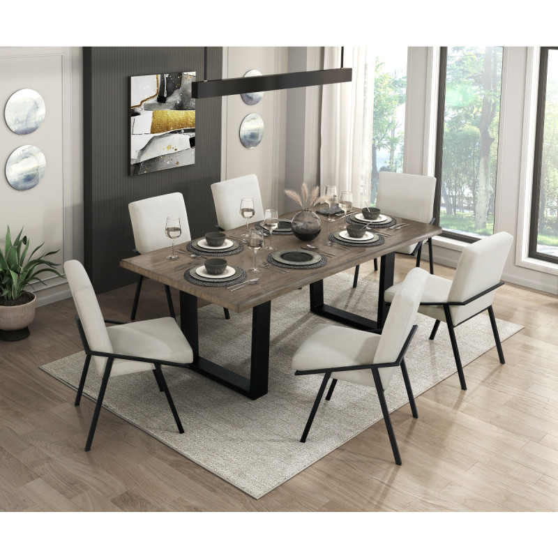 5939-82*7 7PC SETS Dining Table + 6 Side Chairs