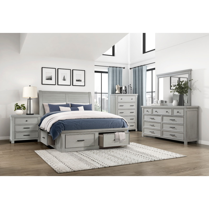 1337K-1EK*4 4PC SETS Eastern King Platform Bed with Footboard Storage
