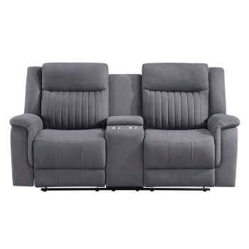 9646GY-2 Double Reclining Love Seat with Center Console