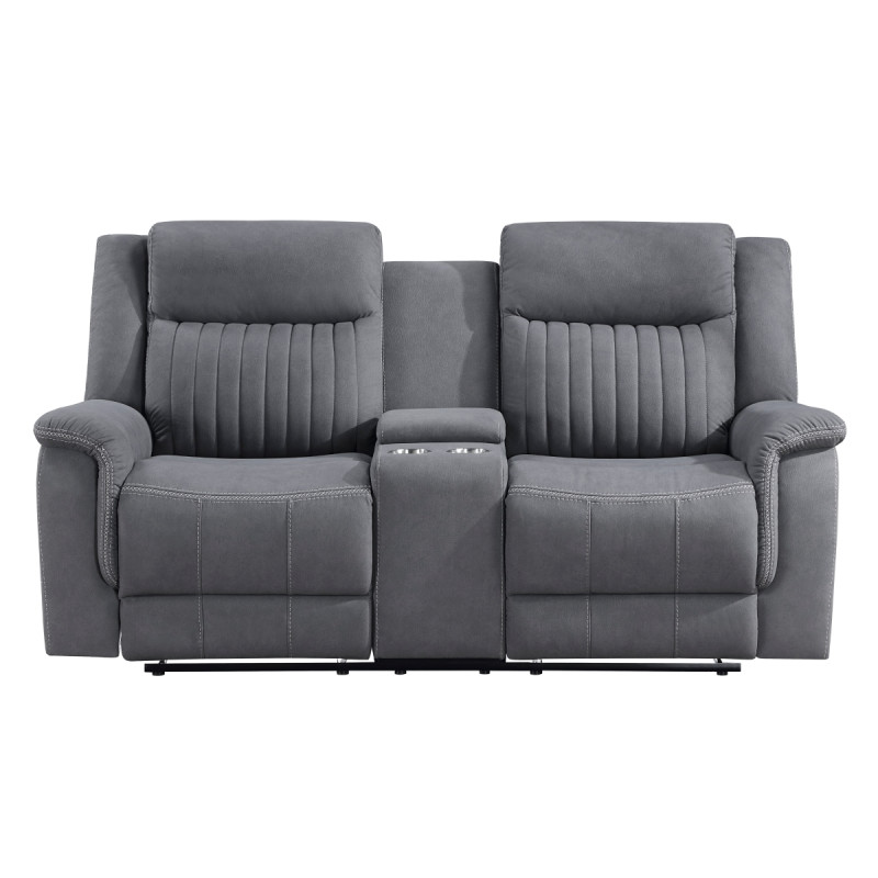 9646GY-2 Double Reclining Love Seat with Center Console