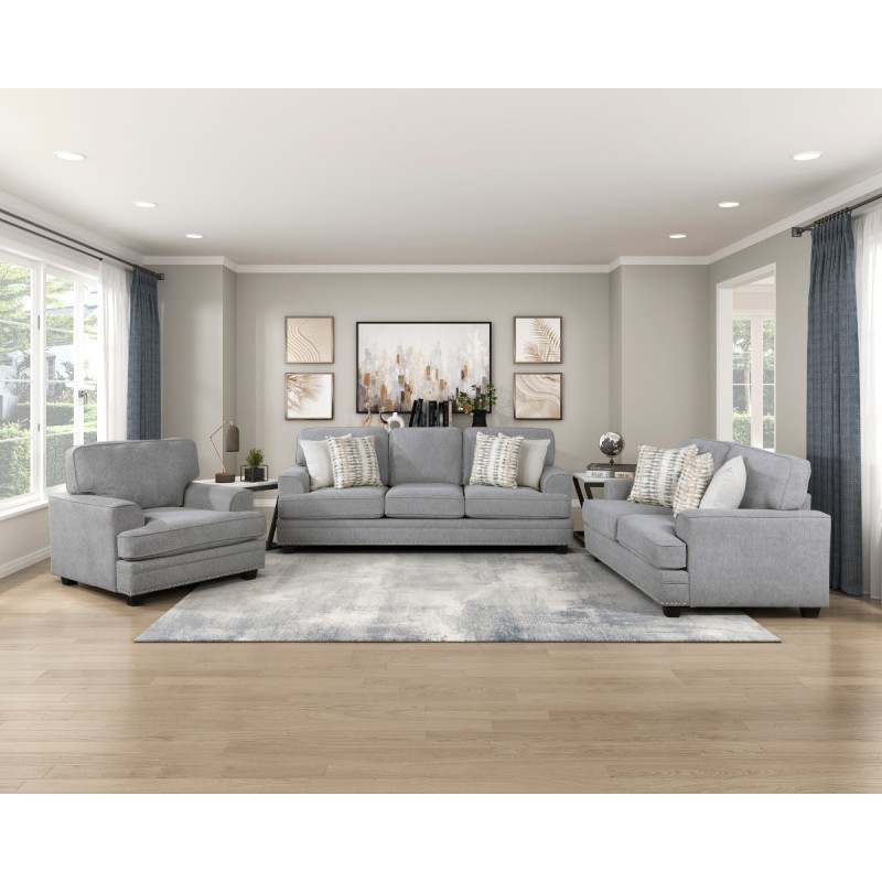 9648GY*3 3PC SETS Sofa + Love Seat + Chair