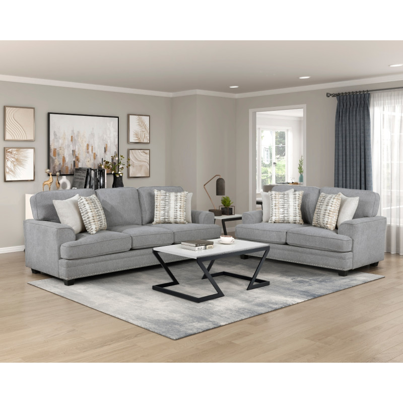 9648GY*2 2PC SETS Sofa + Love Seat