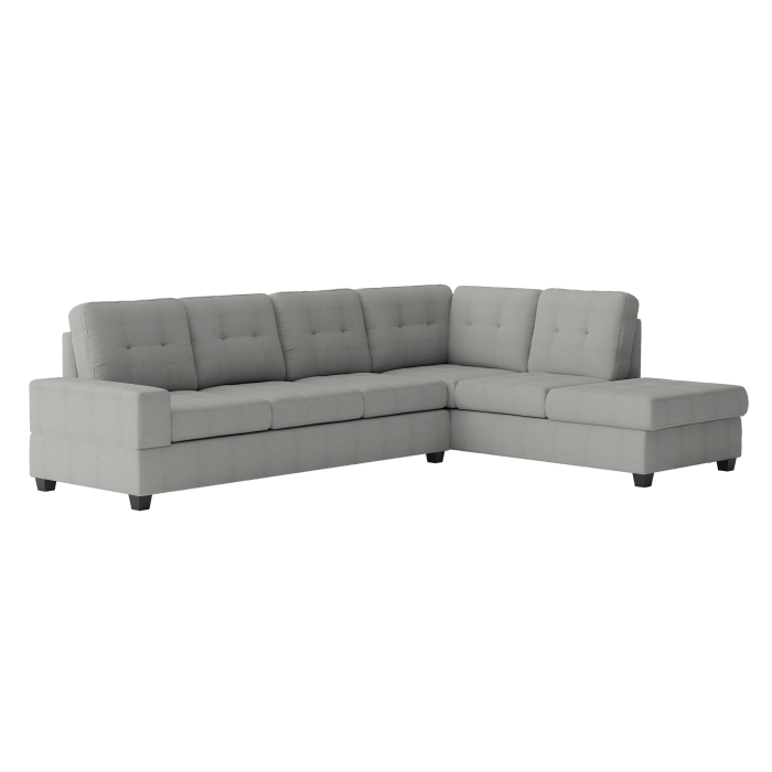 9507GRY*SC 2-Piece Reversible Sectional with Drop-Down Cup Holders
