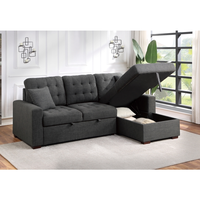 9916DG*SC 2-Piece Sectional with Pull-out Bed and Right Chaise with Hidden Storage