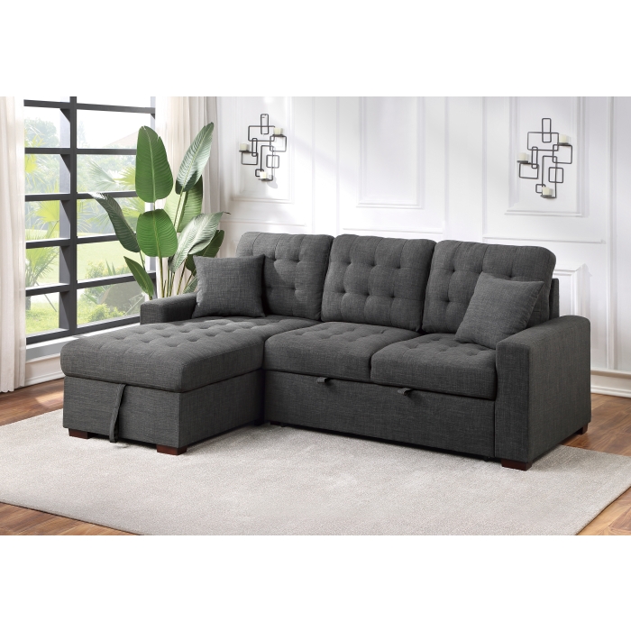 9916DG*2LCRL 2-Piece Sectional with Pull-out Bed and Left Chaise with Hidden Storage