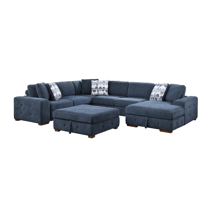 9624BU*52LRC 5-Piece Sectional with Right Chaise and Storage Ottoman