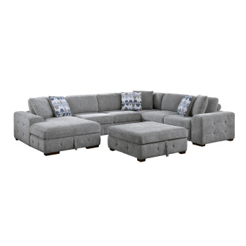 9624GY*5LC2R 5-Piece Sectional with Left Chaise and Storage Ottoman