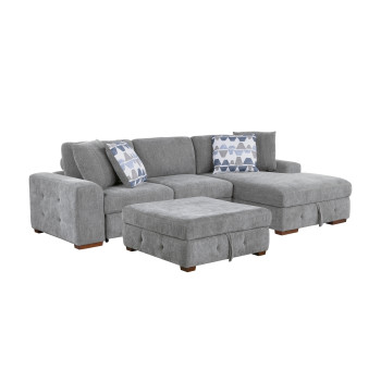 9624GY*32LRC 3-Piece Sectional with Right Chaise and Ottoman