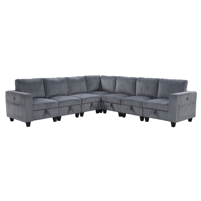 9650DG*7SC 7-Piece Sectional with Storage, Storage Pouches and Charging Ports