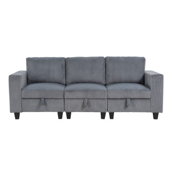 9650DG-3* Sofa with Storage, Storage Pouches and Charging Ports