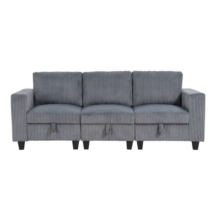 9650DG-3* Sofa with Storage, Storage Pouches and Charging Ports