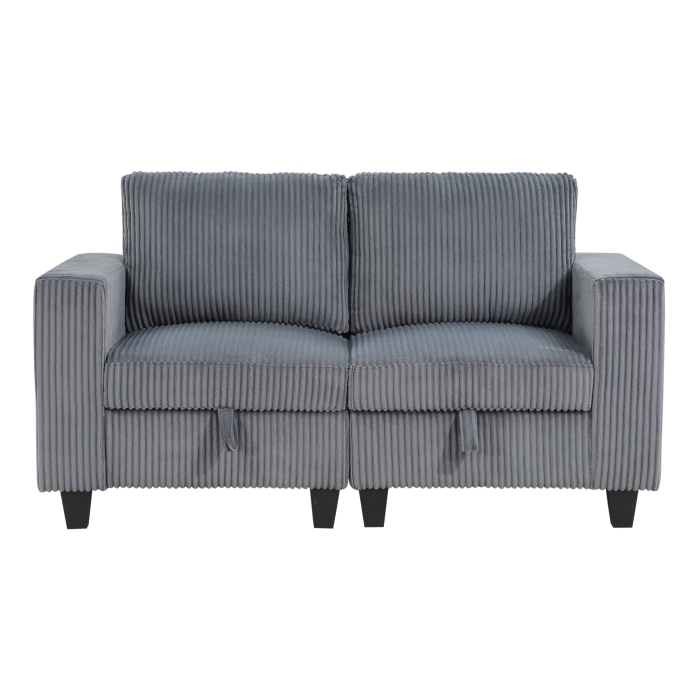 9650DG-2* Love Seat with Storage, Storage Pouches and Charging Ports
