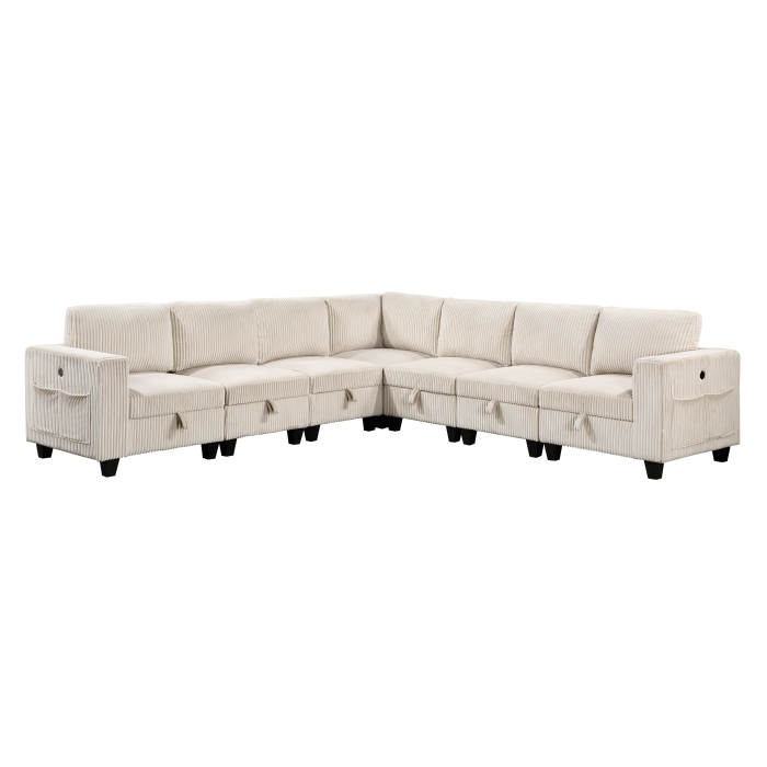 9650BE*7SC 7-Piece Sectional with Storage, Storage Pouches and Charging Ports