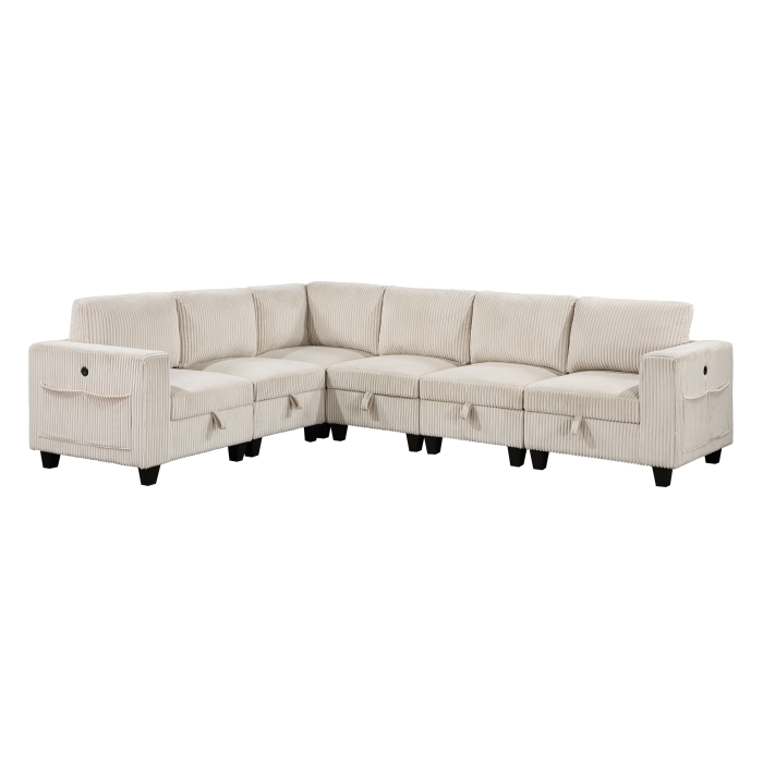 9650BE*6SC 6-Piece Sectional with Storage, Storage Pouches and Charging Ports