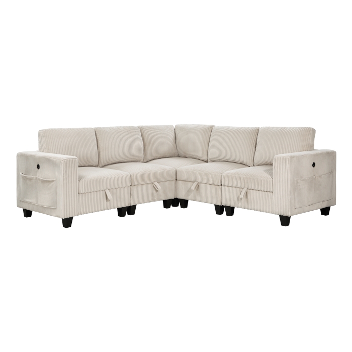 9650BE*5SC 5-Piece Sectional with Storage, Storage Pouches and Charging Ports