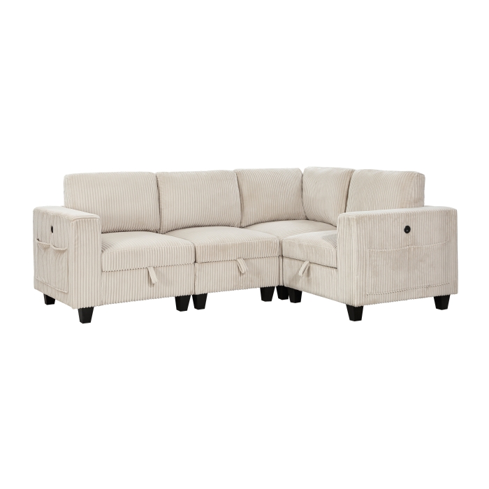 9650BE*4SC 4-Piece Sectional with Storage, Storage Pouches and Charging Ports