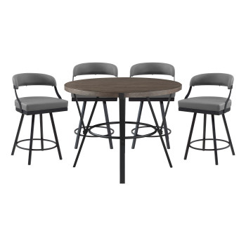 5565-36RD*5GY 5PC SETS Counter Height Table + 4 Chair