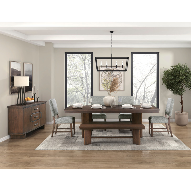 5414-95*6 6PC SETS Dining Table + 4 Chairs + Bench