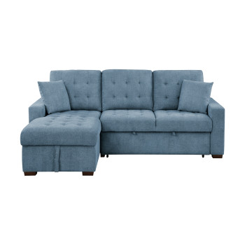 9816BU*2LCRL 2-Piece Sectional with Left Chaise, Pull-out Bed and Hidden Storage