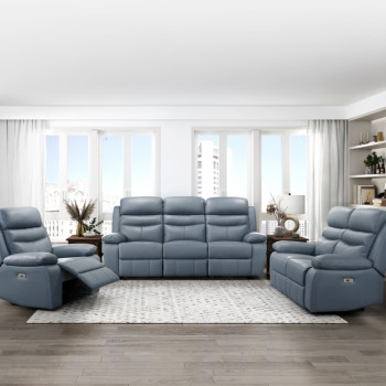 9628BUE*3PW 3pc Set: Sofa, Love, Chair (Power)