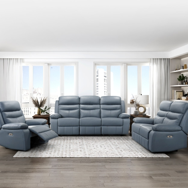 9628BUE*3PW 3pc Set: Sofa, Love, Chair (Power)
