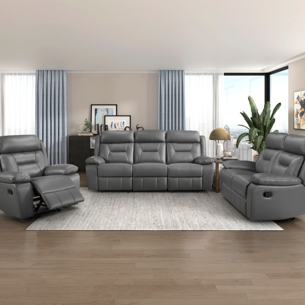 9629DGY*3 3pc Set: Sofa, Love Seat, Chair