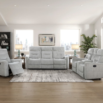 9610GY*3 3PC SETS Double Reclining Sofa + Love Seat + Chair