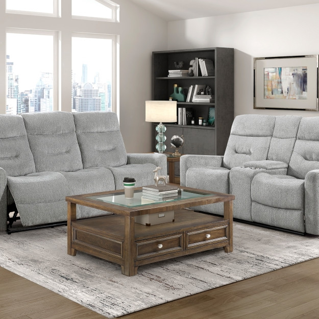 9610GY*2 2PC SETS Double Reclining Sofa + Love Seat