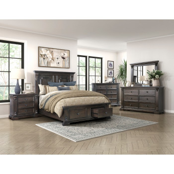 1325K-1CK*4 4PC SETS California King Platform Bed with Footboard Storage